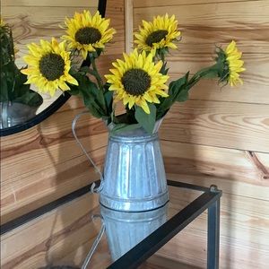 Large Galvanized Milk Pitcher - Great for Utensils or Flowers